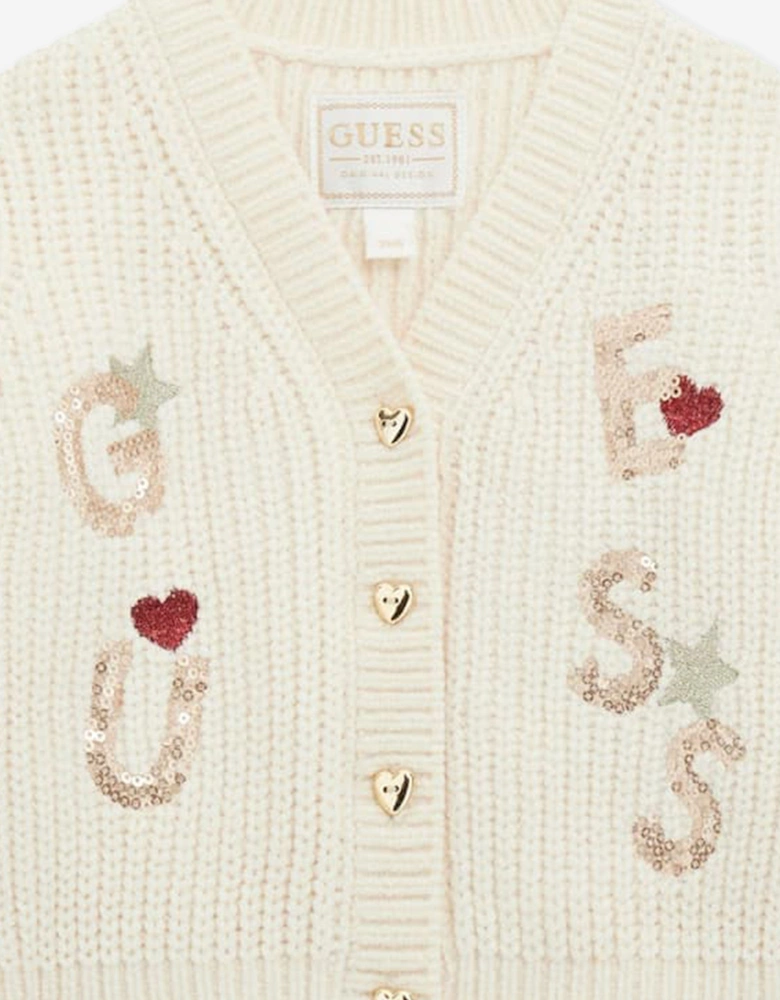 Baby Girls Logo Cardigan in Ivory