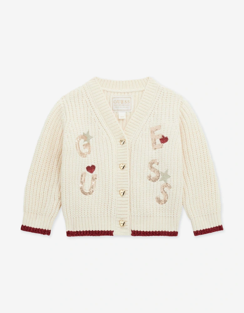 Baby Girls Logo Cardigan in Ivory