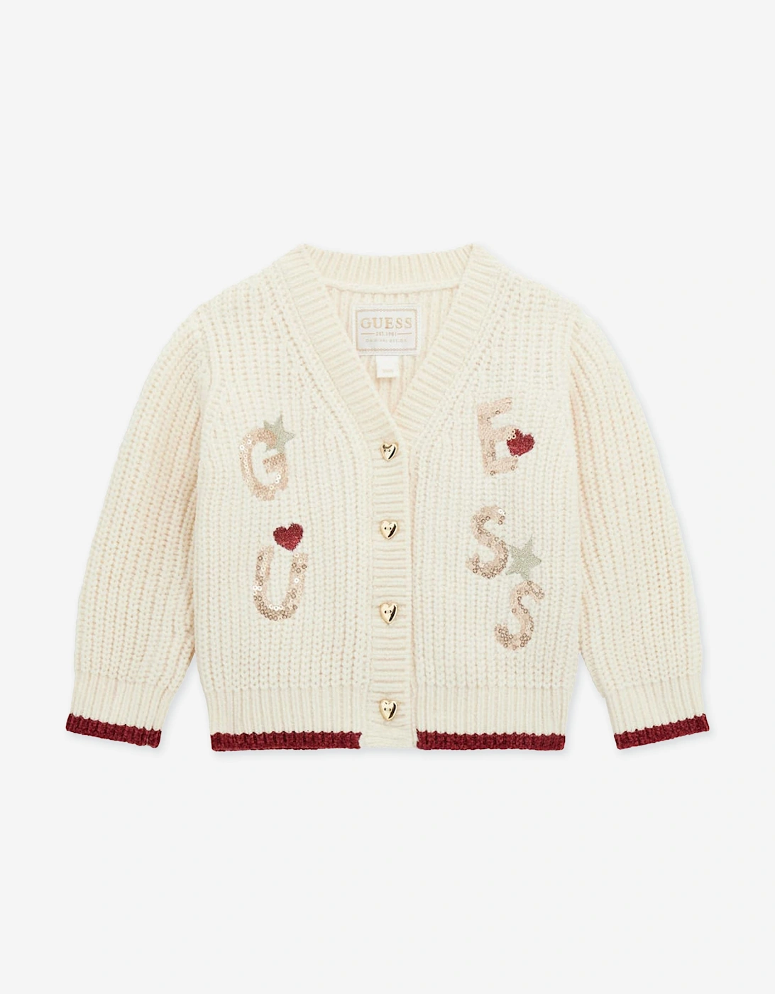 Baby Girls Logo Cardigan in Ivory, 5 of 4