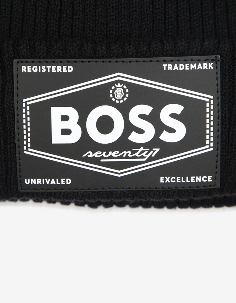 BOSS Boys Logo Beanie Hat in Black