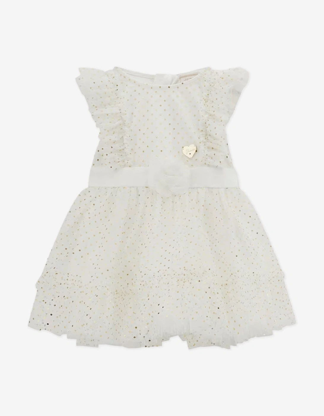 Baby Girls Spotted Ruffle Dress in White, 5 of 4