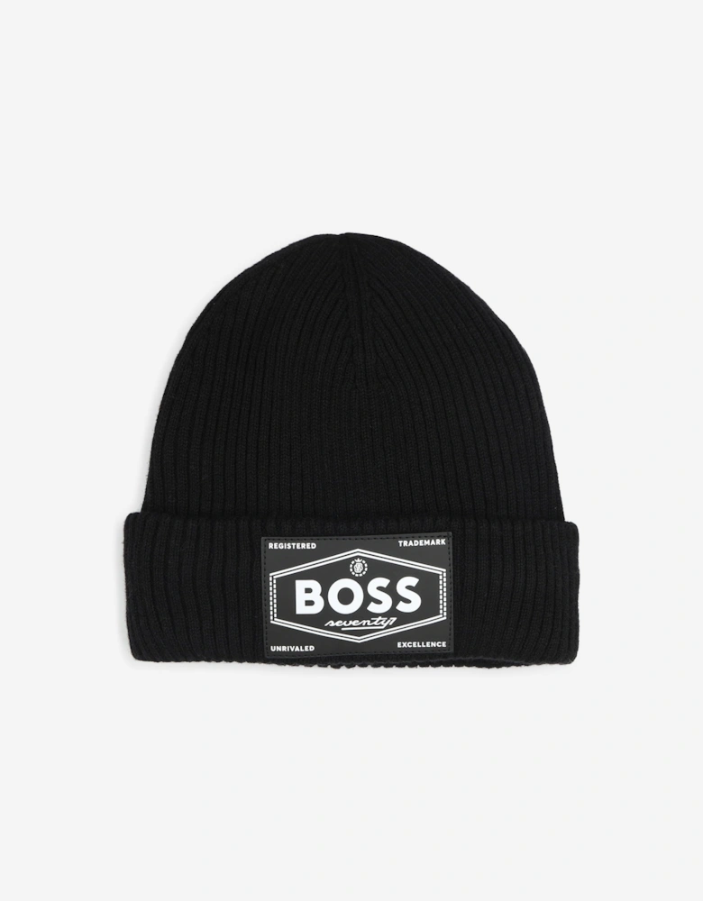 BOSS Boys Logo Beanie Hat in Black