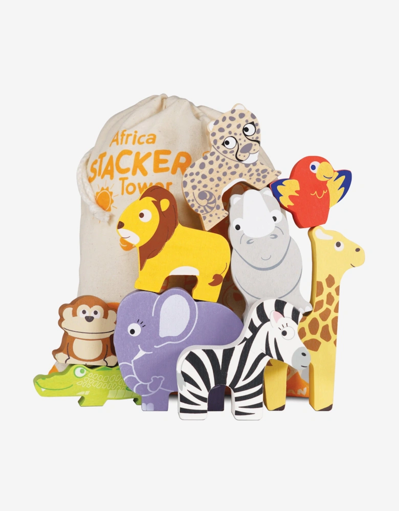 Africa Stacking Animals & Bag-10 Piece (W:7 x D:2 x H:6cm)