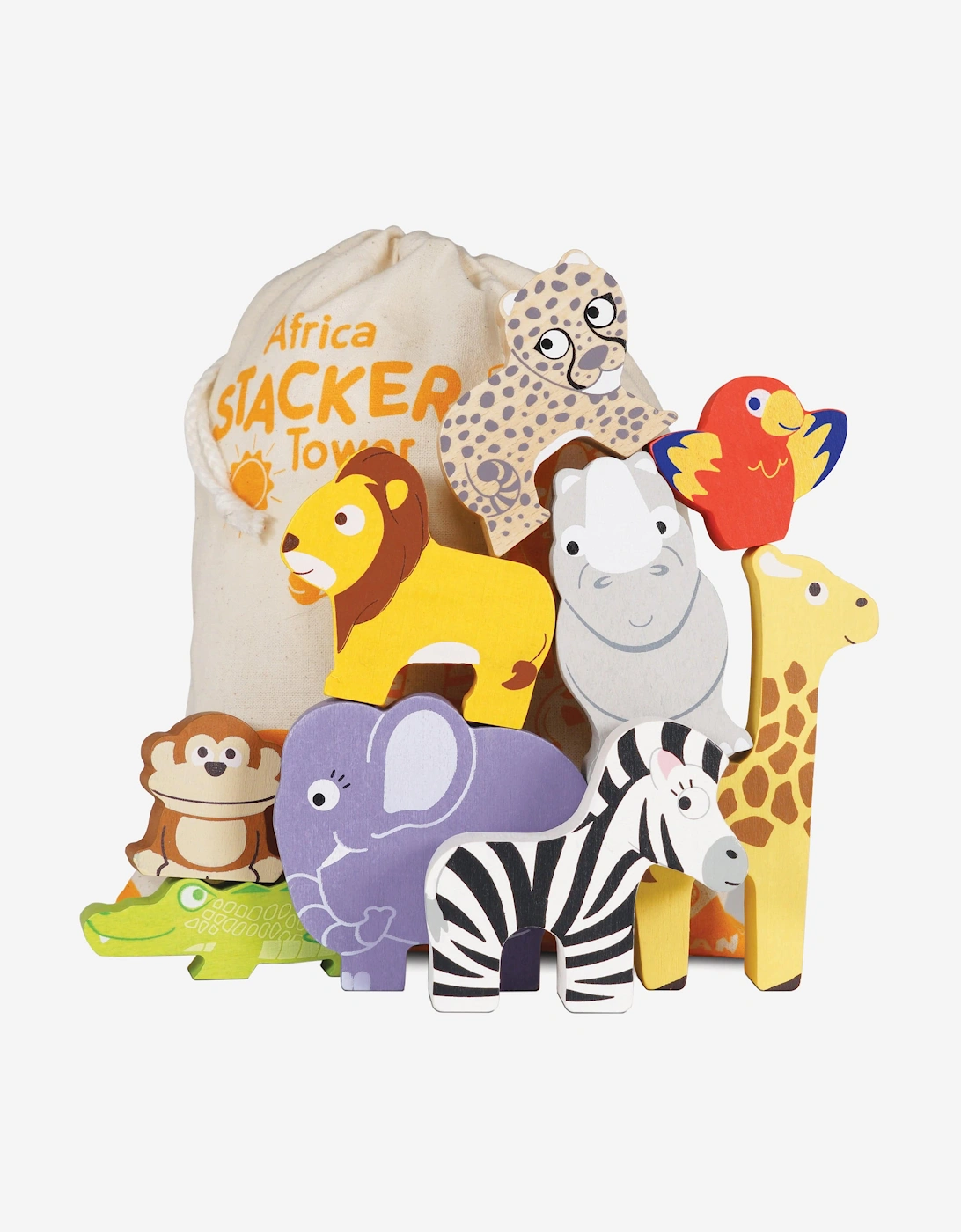 Africa Stacking Animals & Bag-10 Piece (W:7 x D:2 x H:6cm)