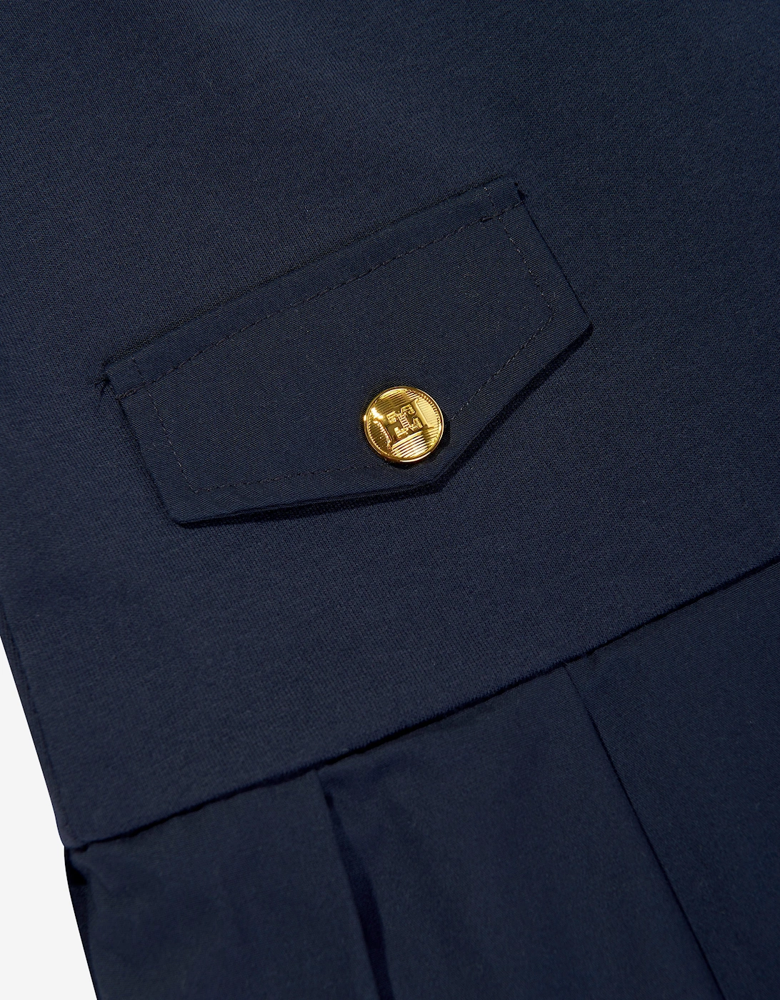 Girls Embroidered Badge Dress in Navy