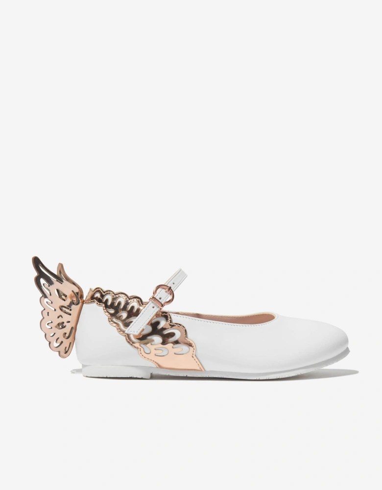 Girls Leather Evangeline Shoes in White