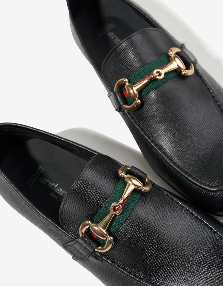 Boys Loafers With Embellished Buckle in Black