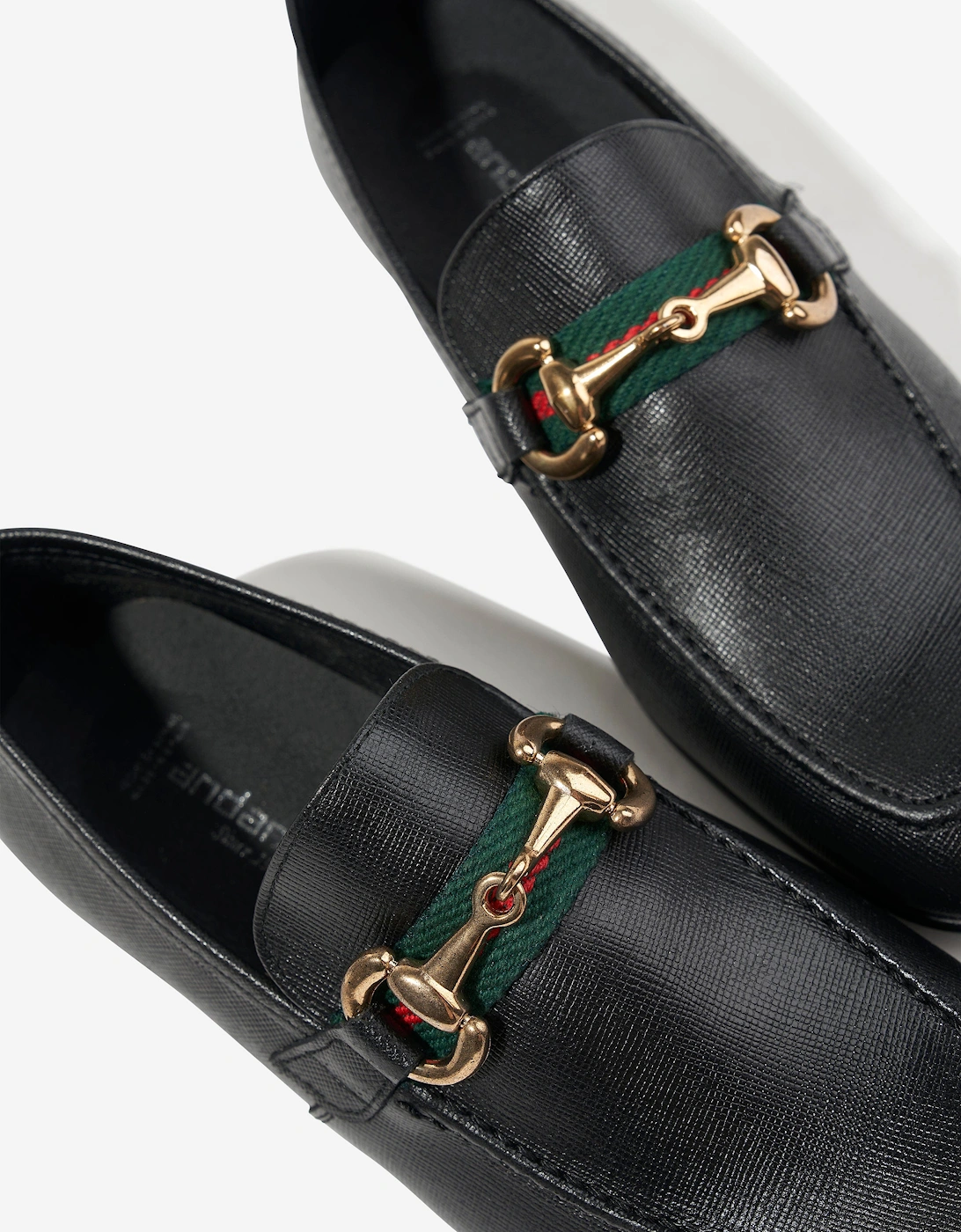 Boys Loafers With Embellished Buckle in Black