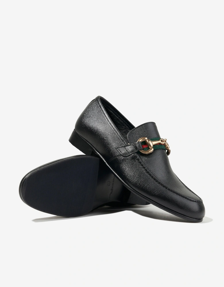 Boys Loafers With Embellished Buckle in Black