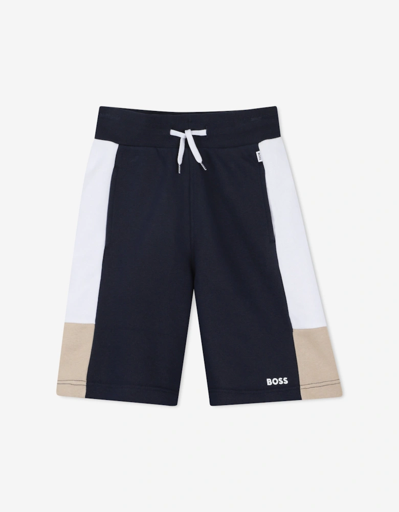 BOSS Boys Colourblock Bermuda Shorts in Navy
