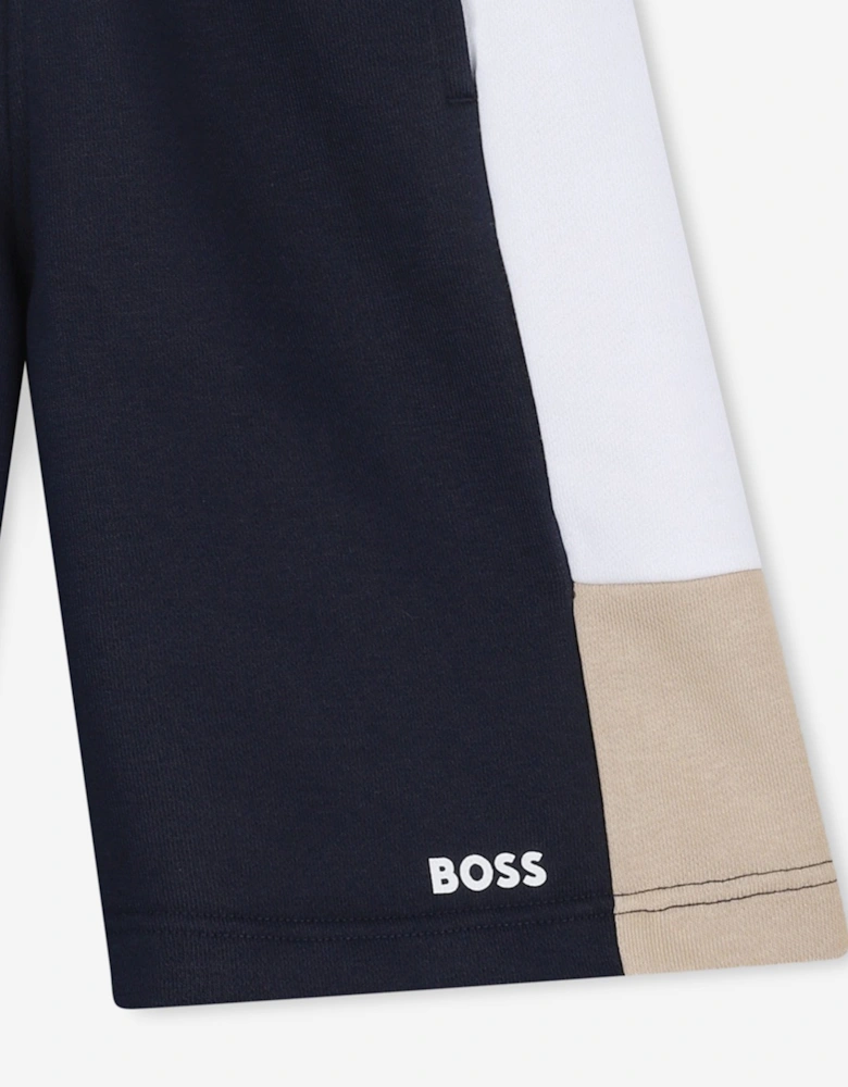 BOSS Boys Colourblock Bermuda Shorts in Navy