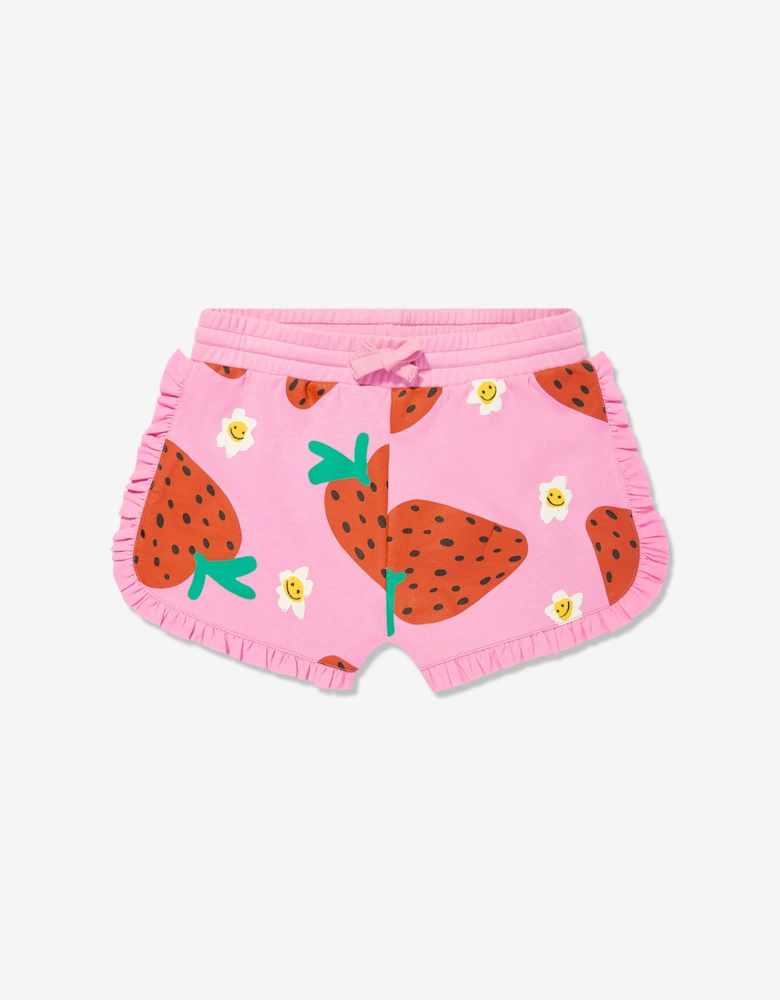 Girls Strawberry Jersey Shorts in Pink