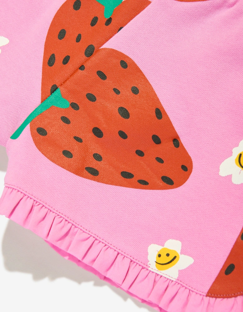 Girls Strawberry Jersey Shorts in Pink