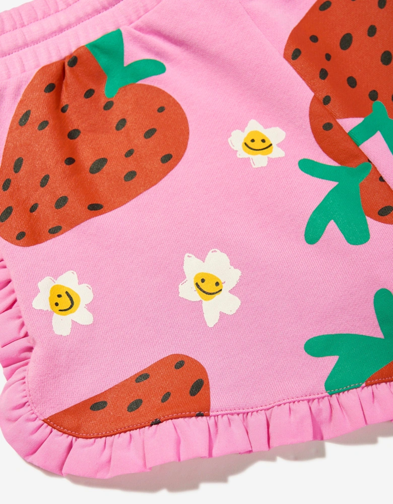 Girls Strawberry Jersey Shorts in Pink