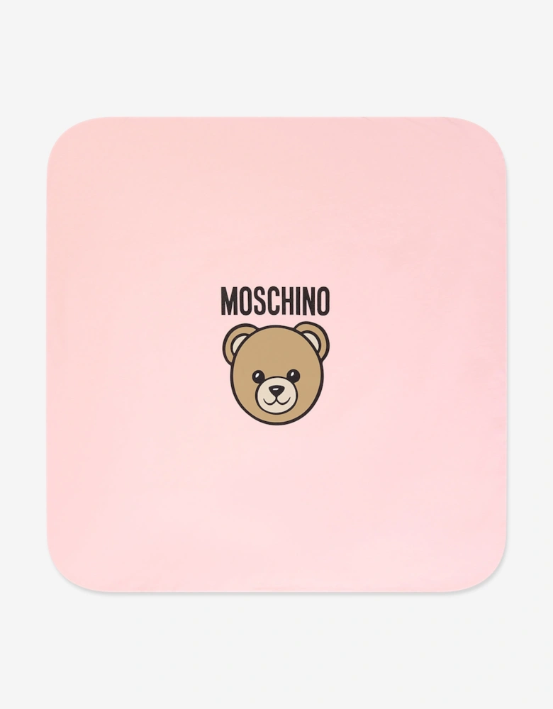 Baby Girls Bear Logo Blanket in Pink (70cm)