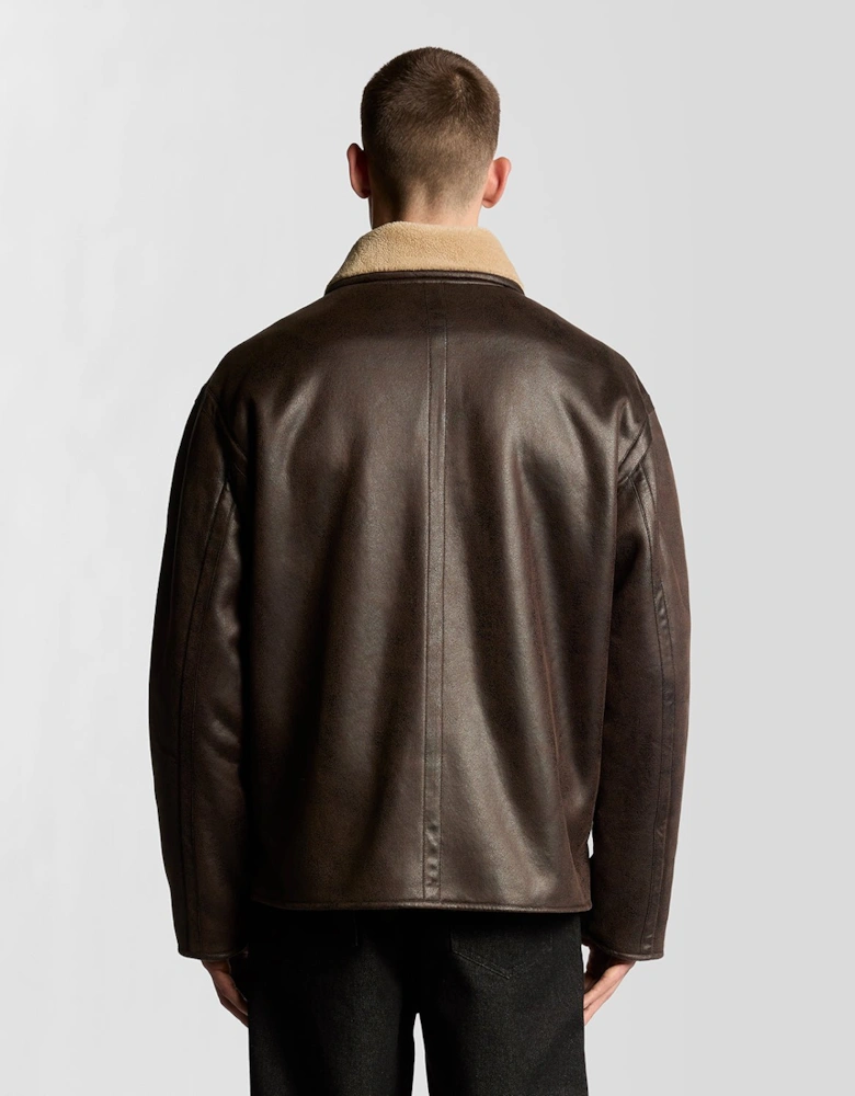 Faux Shearling Leather Jacket