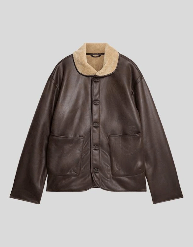 Faux Shearling Leather Jacket