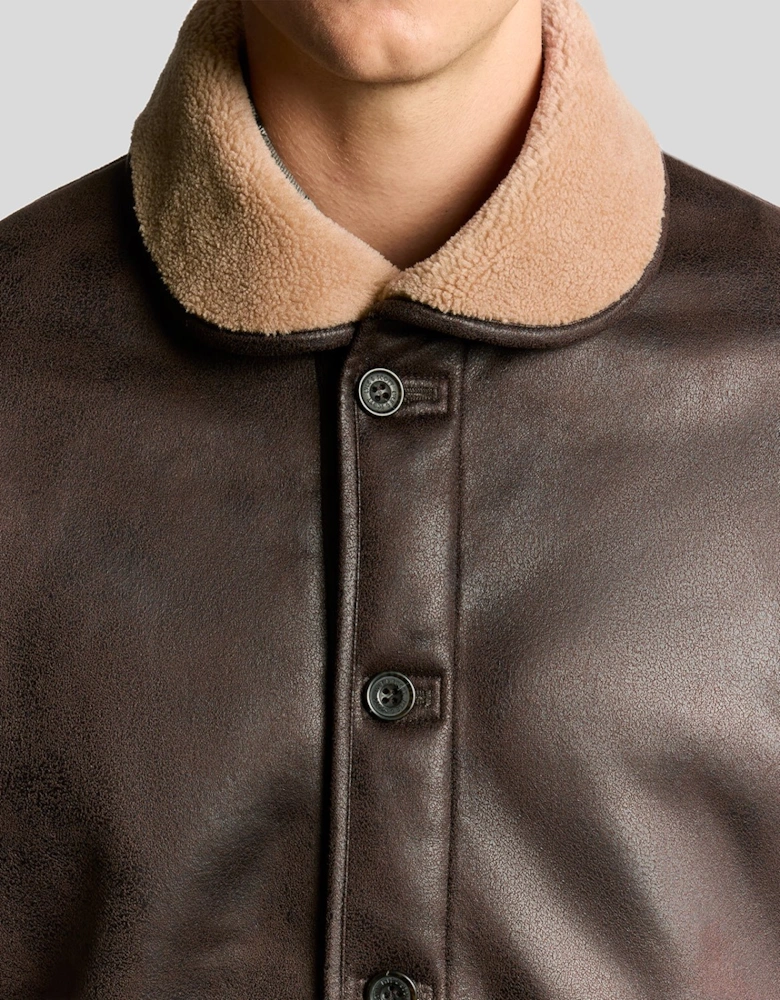 Faux Shearling Leather Jacket
