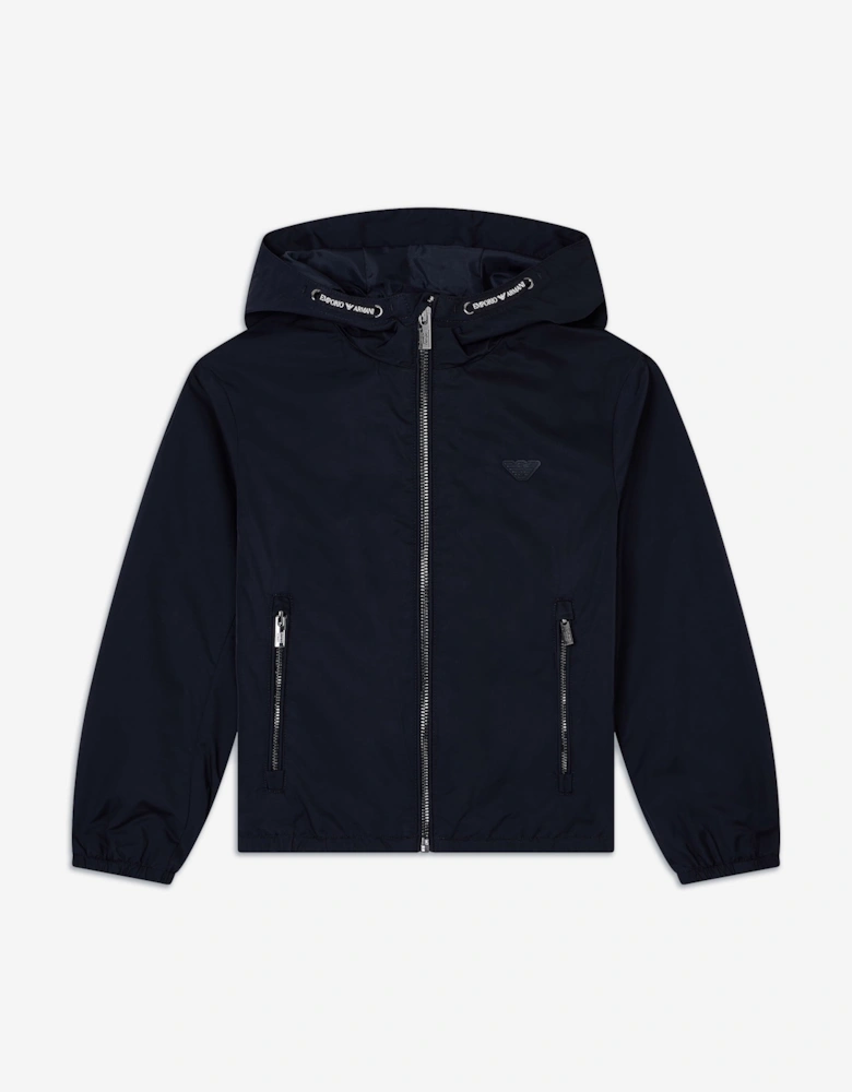 Boys Hooded Zip Up Jacket in Navy