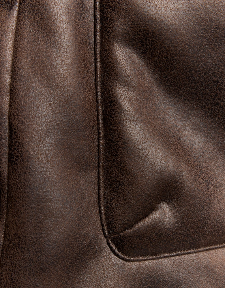 Faux Shearling Leather Jacket
