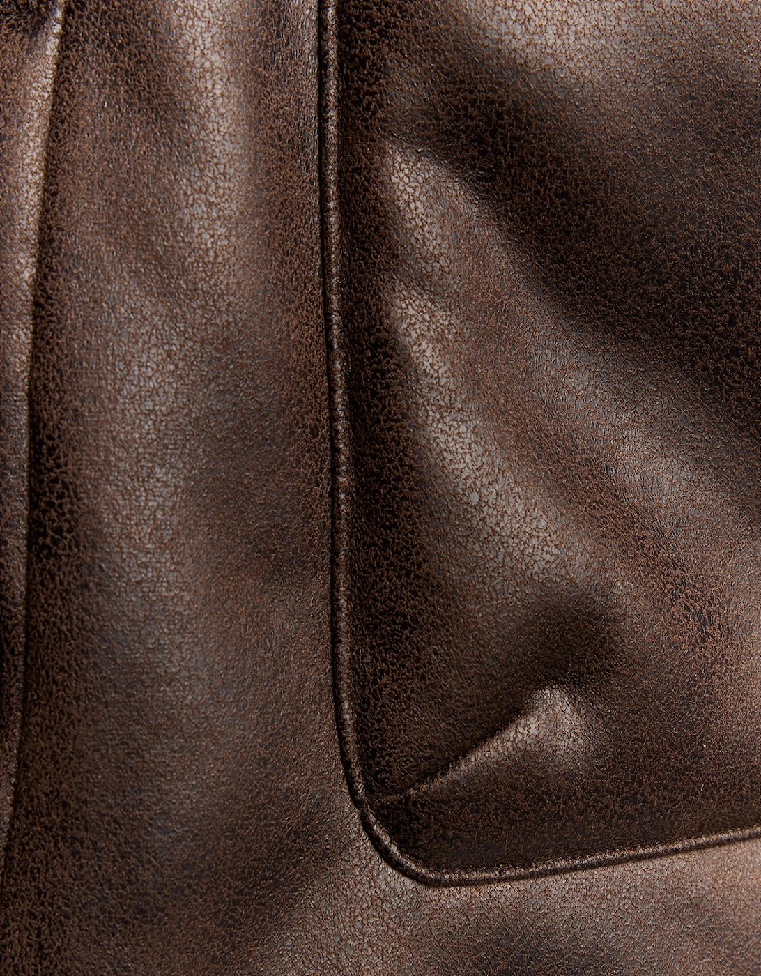 Faux Shearling Leather Jacket