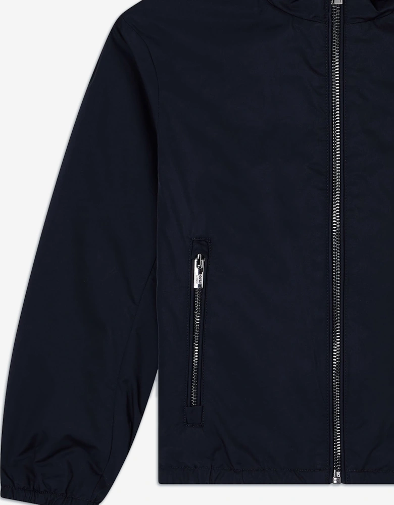 Boys Hooded Zip Up Jacket in Navy