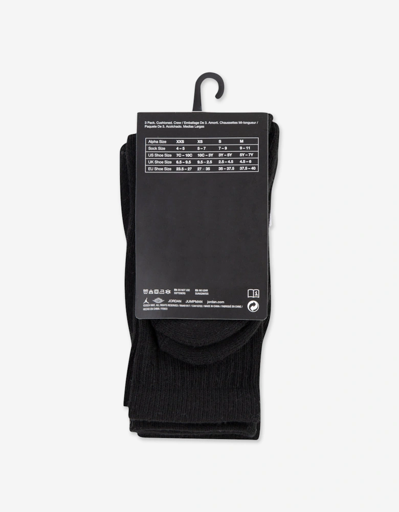 Kids Jumpman Crew Socks Set in Black