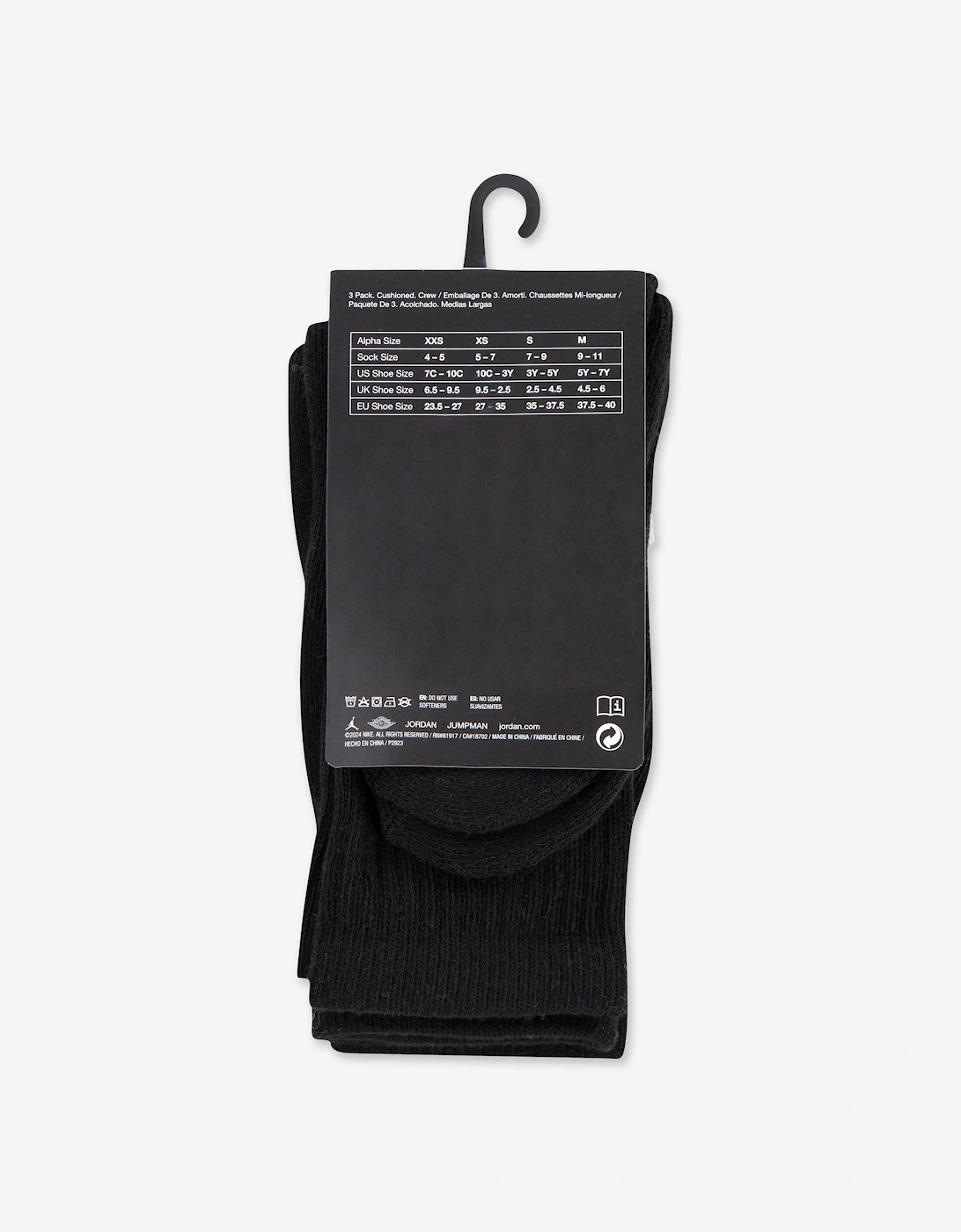 Kids Jumpman Crew Socks Set in Black