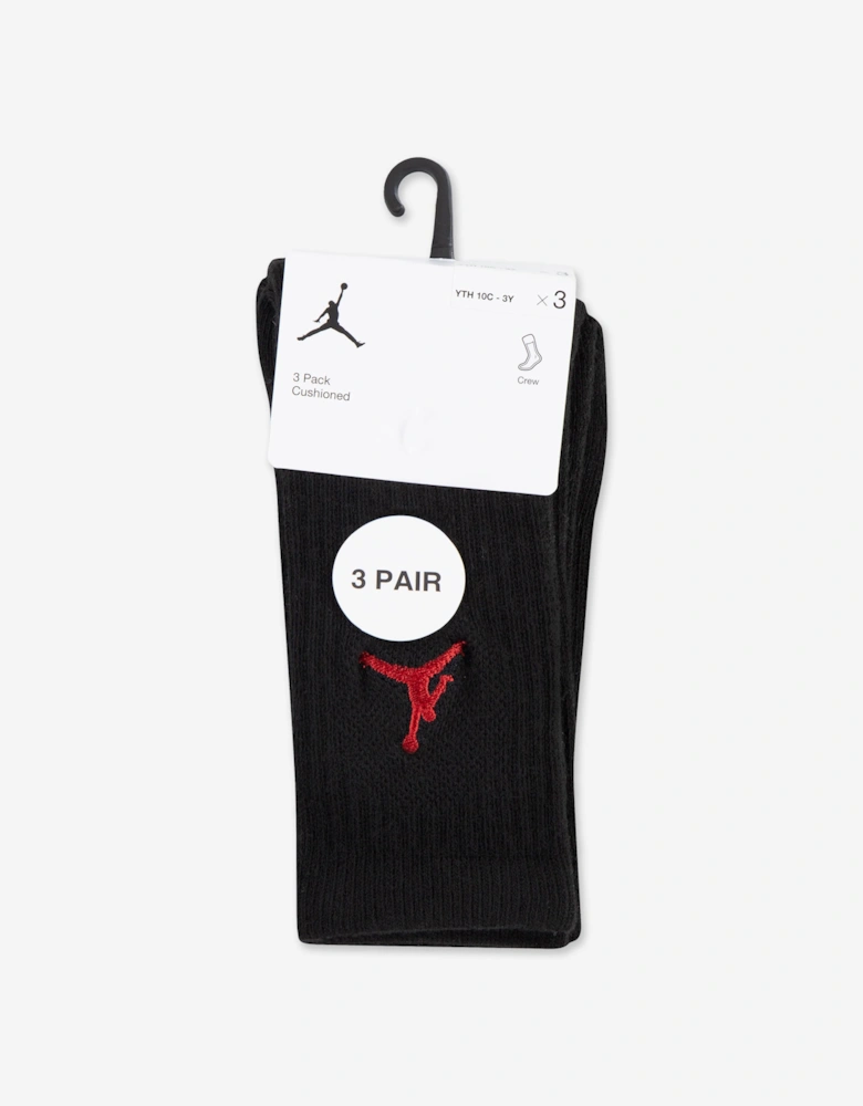 Kids Jumpman Crew Socks Set in Black