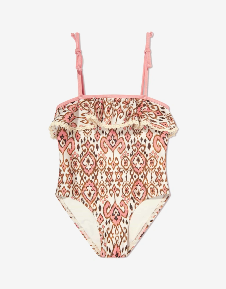 Girls Wylie Frill Trim Swimsuit in Pink
