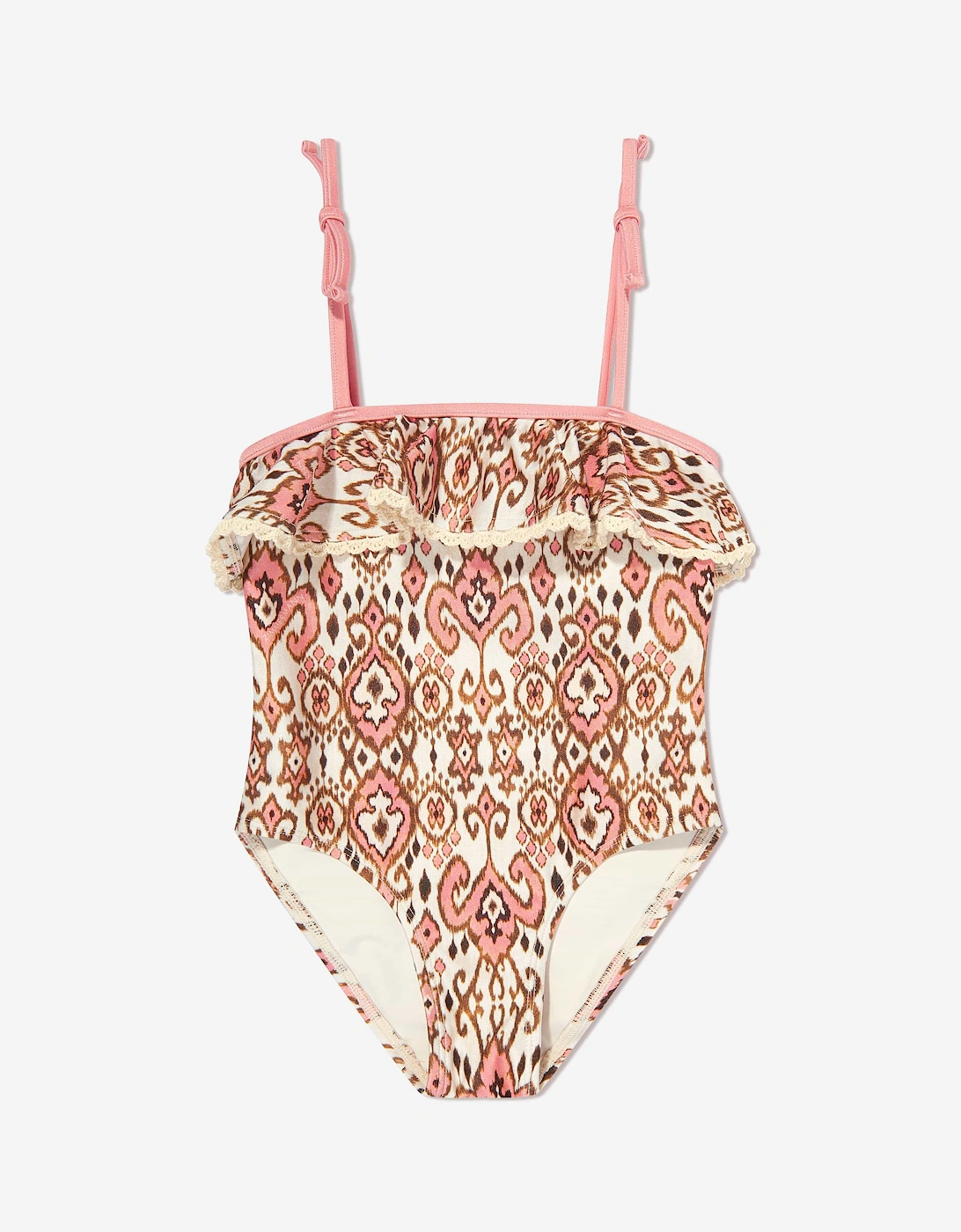 Girls Wylie Frill Trim Swimsuit in Pink, 5 of 4