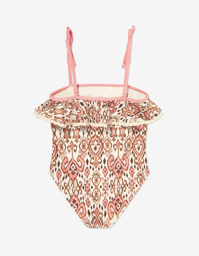 Girls Wylie Frill Trim Swimsuit in Pink
