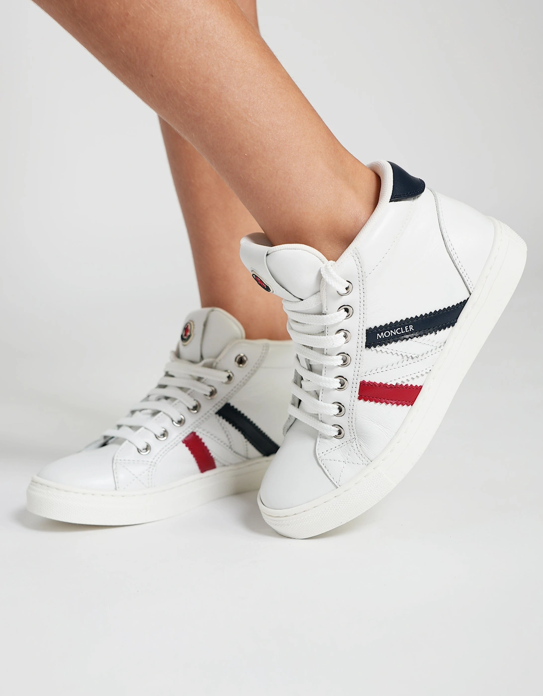 Girl's Moncler Enfant Kids Leather Monaco High Top Trainers in White - Size: EU 30 - uk 12