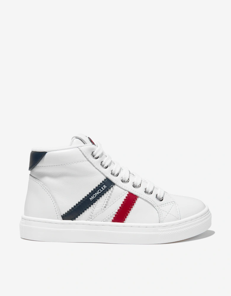 Enfant Kids Leather Monaco High Top Trainers in White