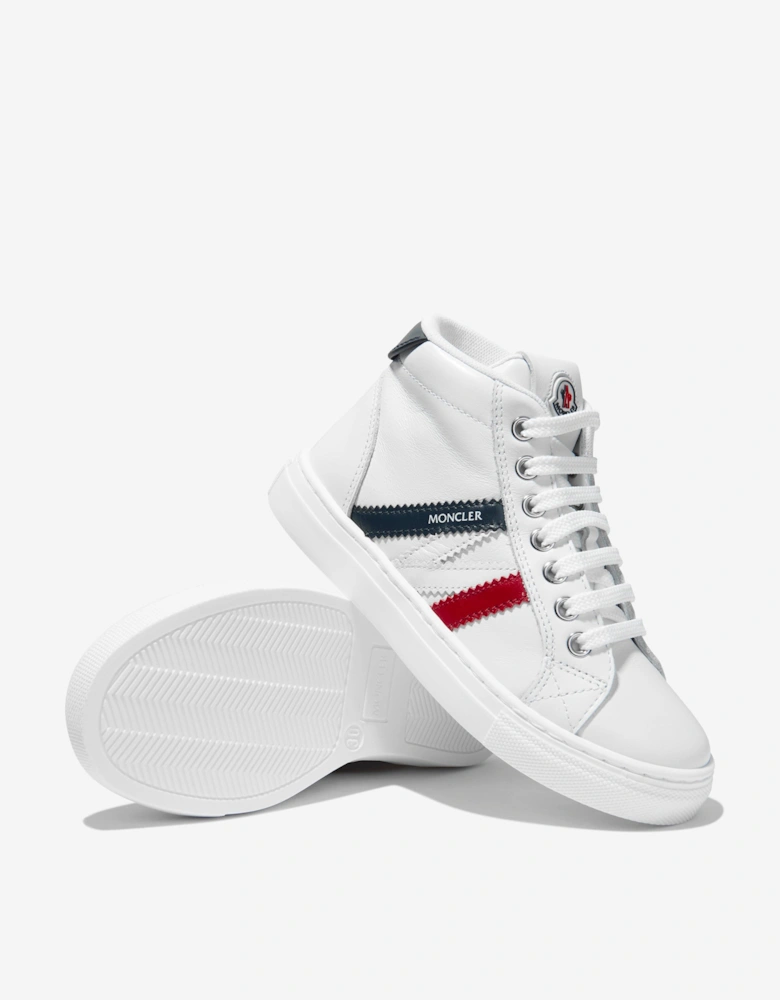 Enfant Kids Leather Monaco High Top Trainers in White