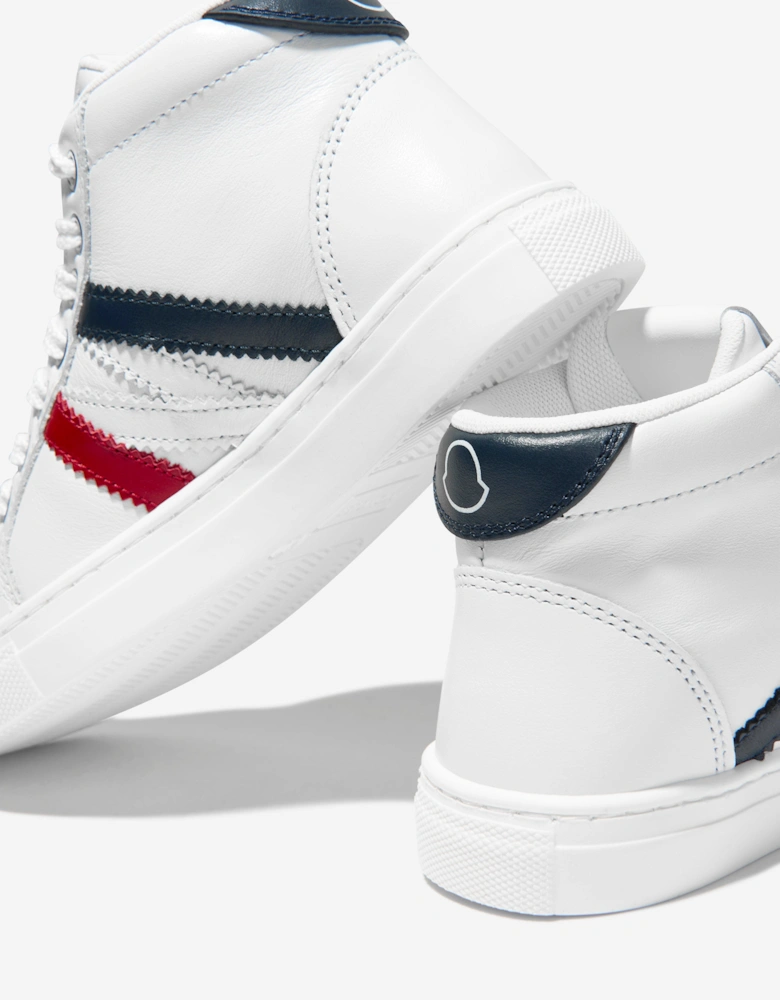 Enfant Kids Leather Monaco High Top Trainers in White