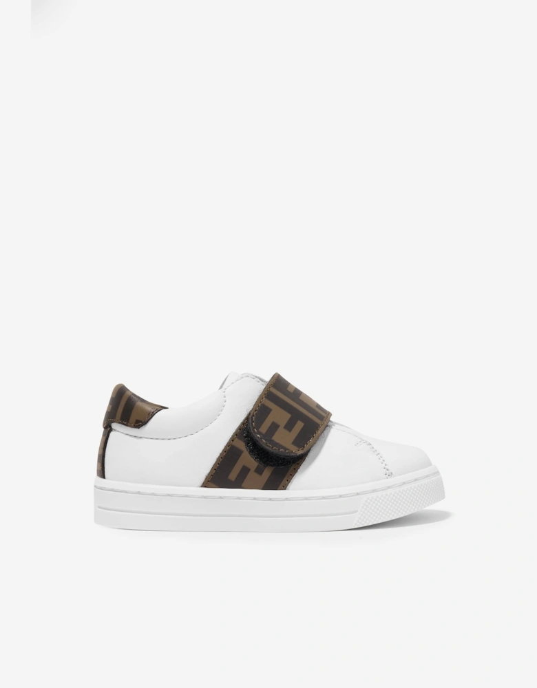 Kids Leather Logo Trainers in White
