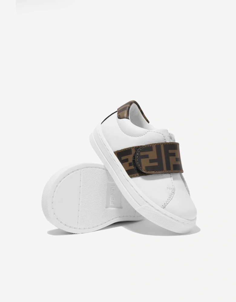 Kids Leather Logo Trainers in White