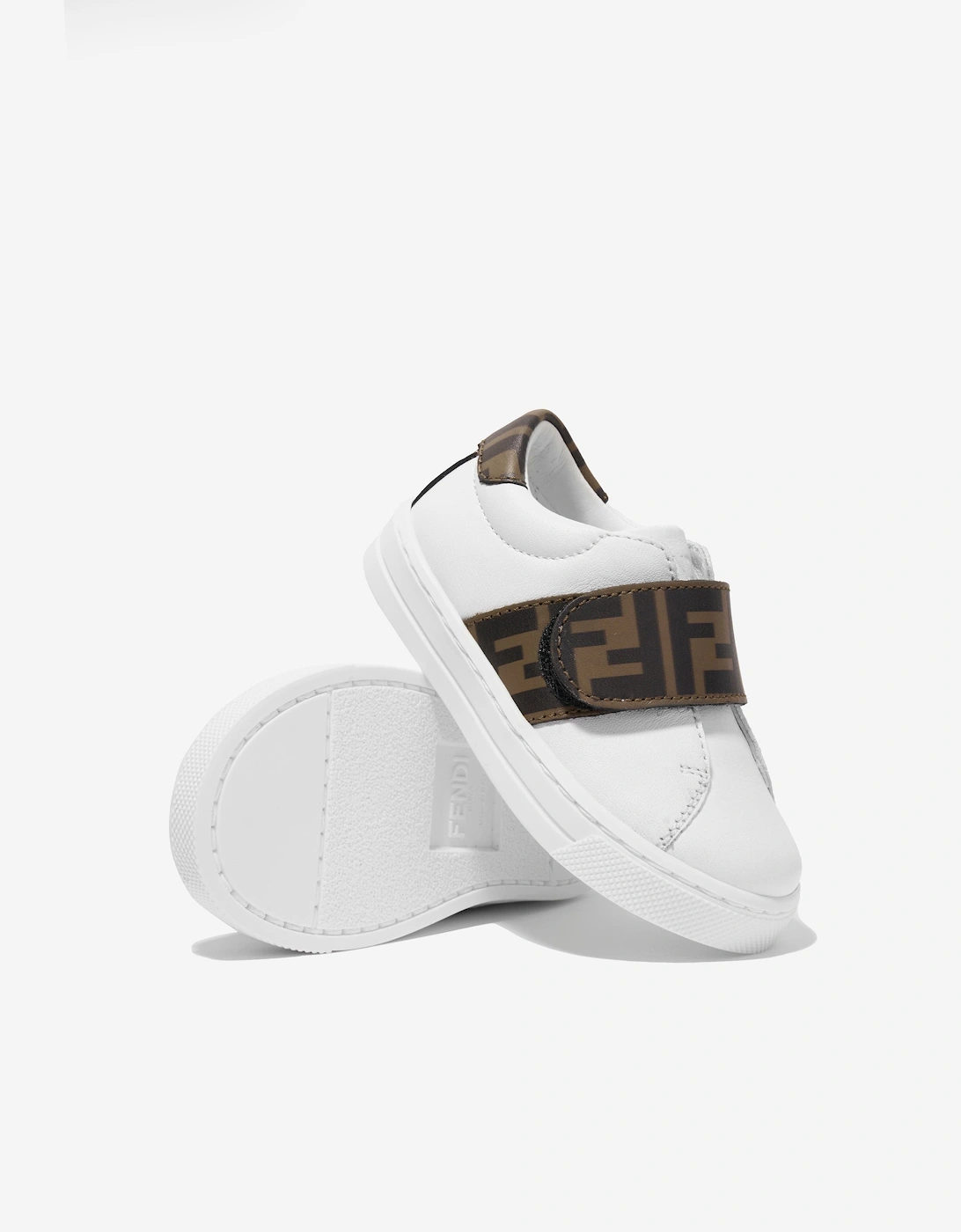 Kids Leather Logo Trainers in White