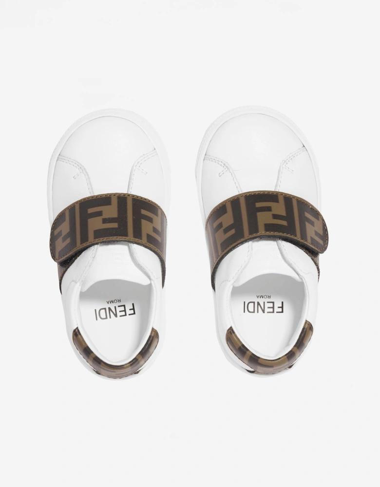Kids Leather Logo Trainers in White