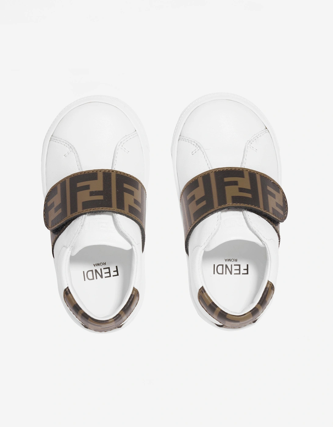 Kids Leather Logo Trainers in White