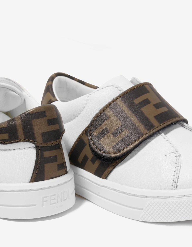 Kids Leather Logo Trainers in White