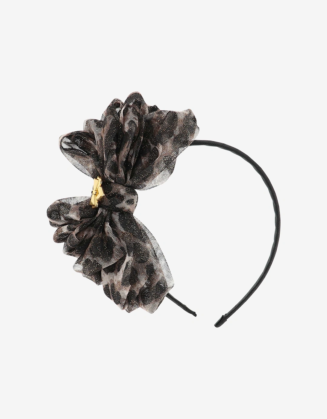 Angels Face Girls Gladys Leopard Bow Headband in Black, 5 of 4