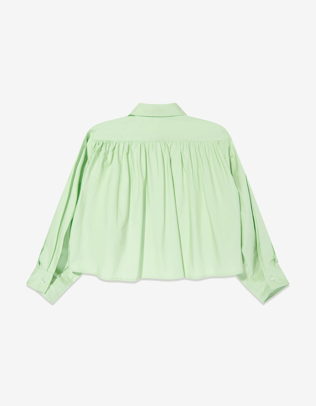 MM6 Kids Cropped Poplin Pleated Back Shirt in Green