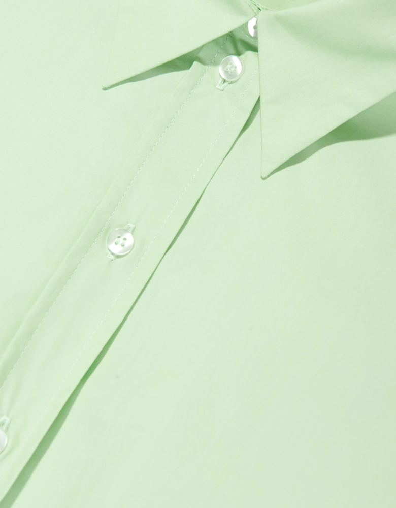 MM6 Kids Cropped Poplin Pleated Back Shirt in Green