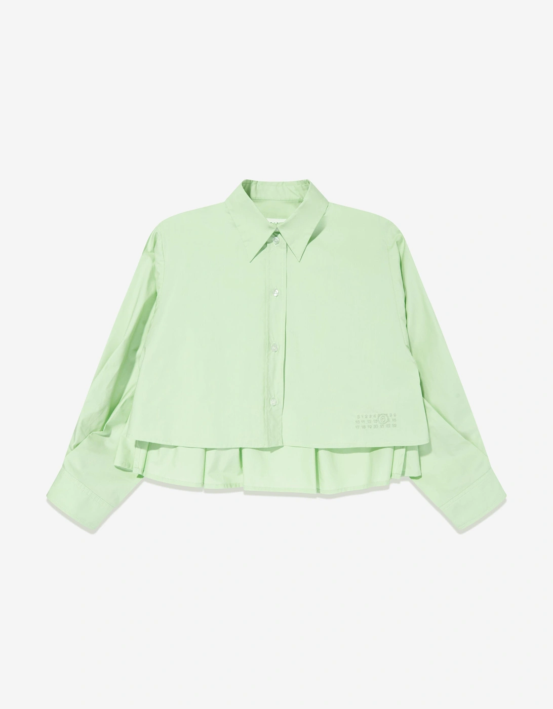 MM6 Kids Cropped Poplin Pleated Back Shirt in Green, 5 of 4