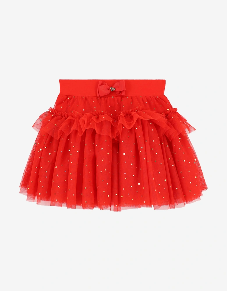 Angels Face Girls Georgian Gold Dot Skirt in Red