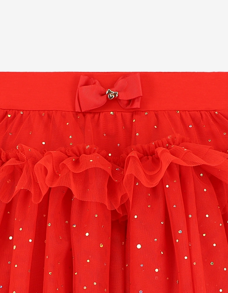 Angels Face Girls Georgian Gold Dot Skirt in Red