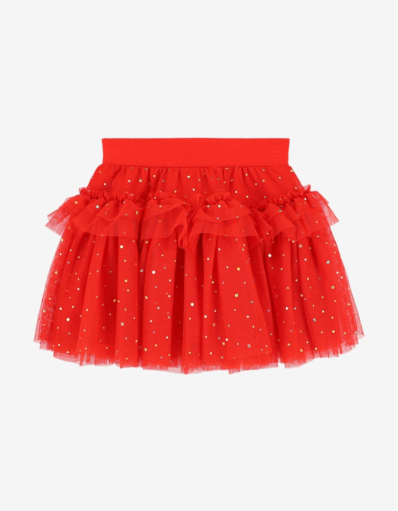 Angels Face Girls Georgian Gold Dot Skirt in Red