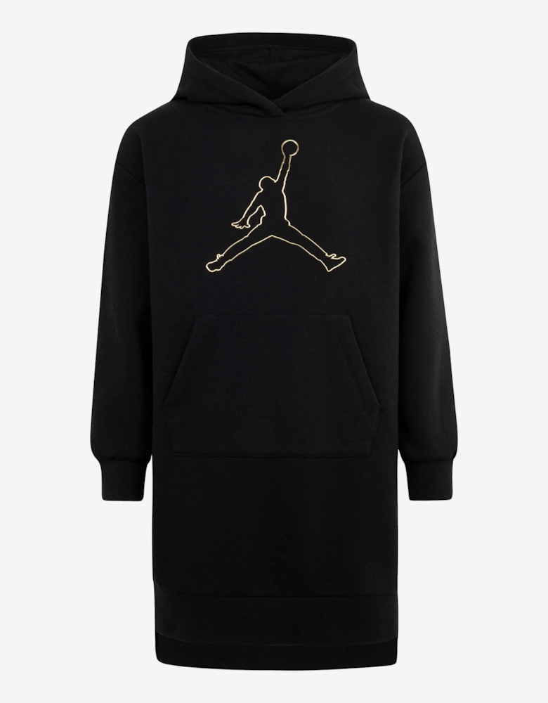 Girls Hooded Sweater Dress in Black